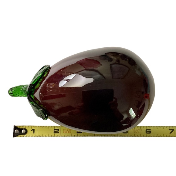 Glass Art Vegetables Purple Eggplant Pair And Jalapeño Pepper Vintage EUC - Picture 12 of 14